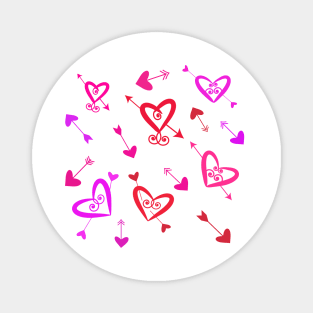 Valentine red, pink and purple hearts pattern with arrows Magnet